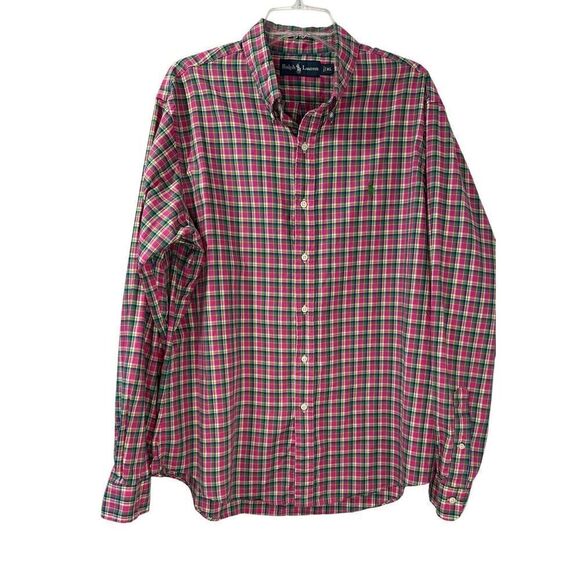 Ralph Lauren men’s pink green plaid button down dress shirt size XL   #1-1895 - Picture 1 of 6
